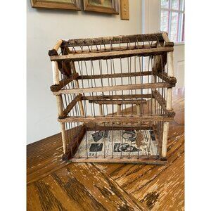 Vintage Handmade Wood and Wire Birdcage